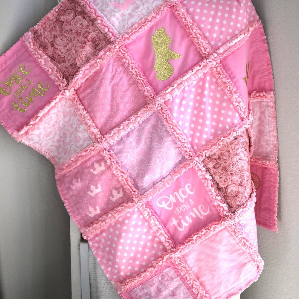Princess baby rag quilt/ Aurora rag blanket/ handmade